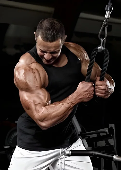 Hombre haciendo polea gym