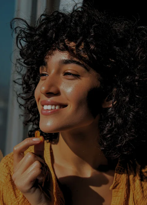 Mujer con tomando vitamina