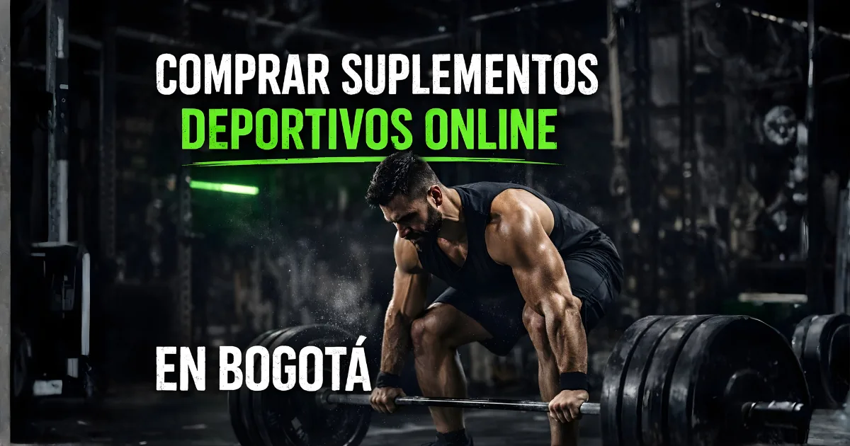 Dónde comprar suplementos deportivos online en Bogotá hombre alzando pesas