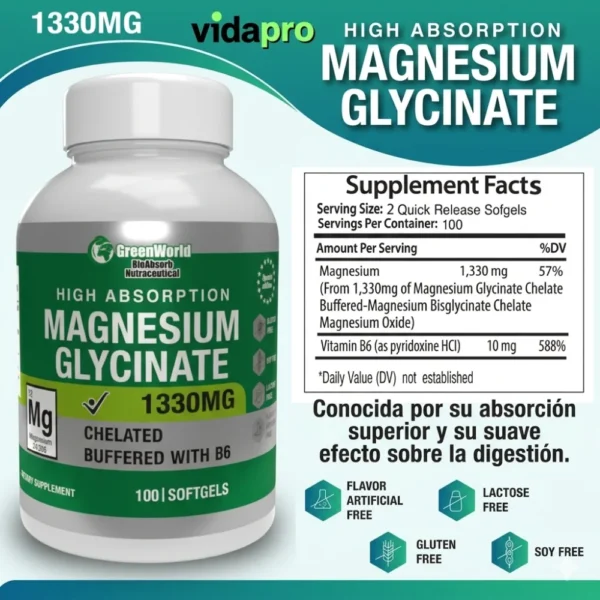 Magnesio Glicinato Alta Absorción – Sueño y Recuperación | GreenWorld