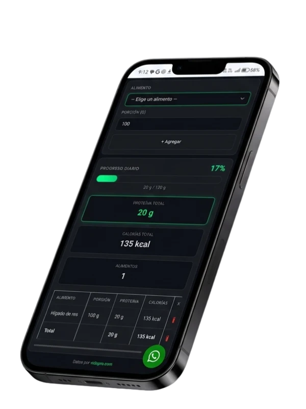 calculadora de proteina por alimento widget